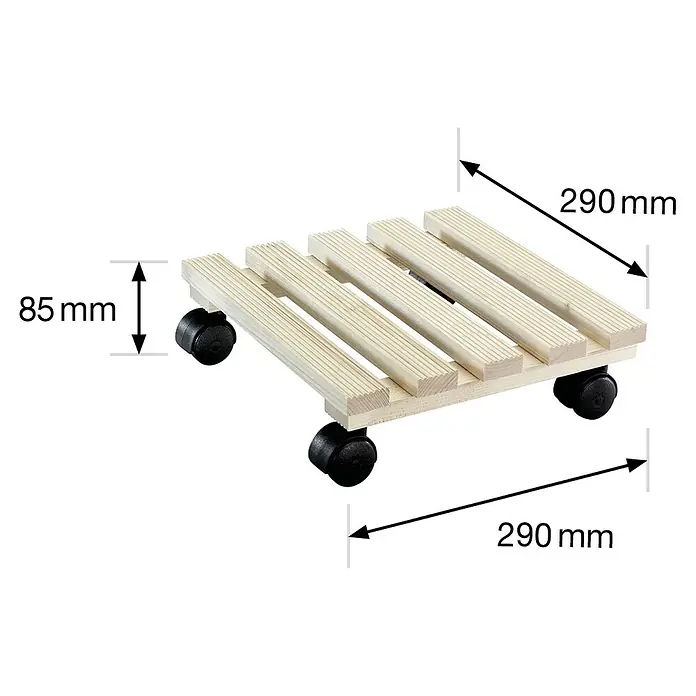 Gardol Pflanzenroller Andaluz - 29 x 29 cm, Natur, Max. Belastung: 100 kg - Skizze