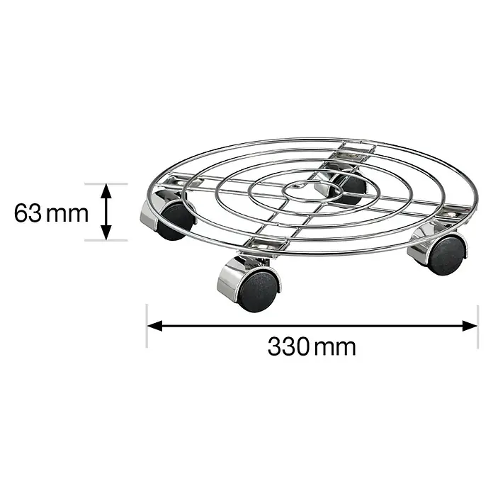 Gardol Pflanzenroller Trend Deluxe - Rund, Metall, Max. Belastung: 60 kg - Skizze