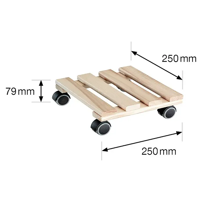 Gardol Voziček za rastline [SI] Classic Soft - Kvadratna, Bukev, Maksimalna obremenitev: 100 kg - Načrt