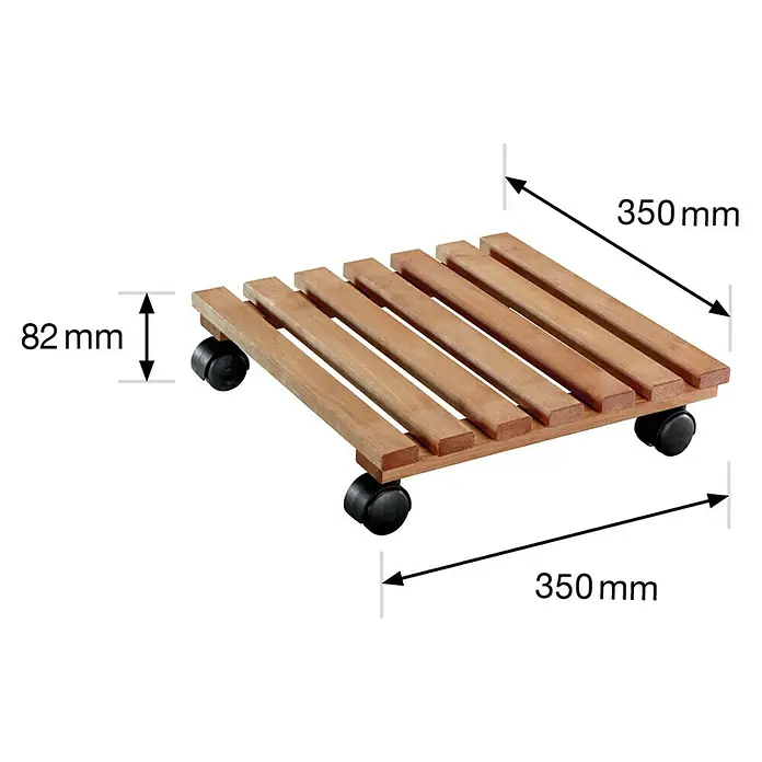Gardol Pflanzenroller Nature - Erle, Breite: 35 cm, Max. Belastung: 100 kg - Skizze