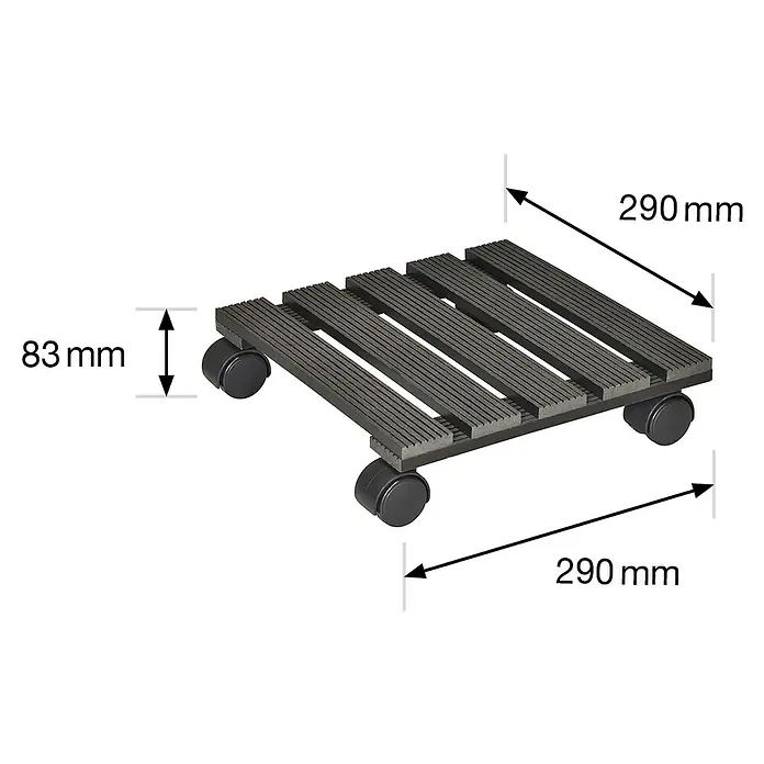Gardol Pflanzenroller - 29 x 29 cm, Max. Belastung: 60 kg, WPC - Skizze