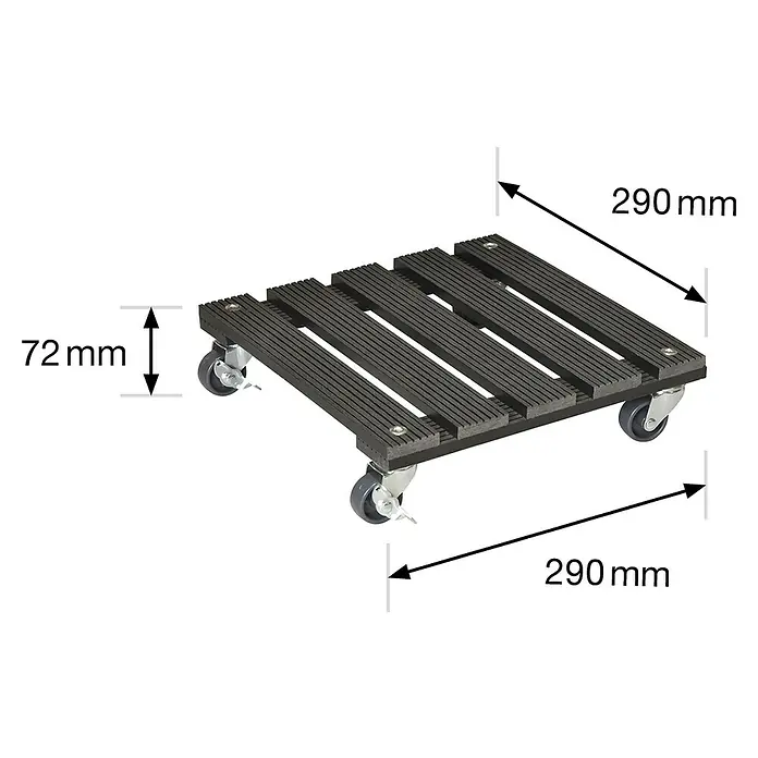 Gardol Pflanzenroller - 29 x 29 cm, WPC, Anthrazit, Max. Belastung: 80 kg - Skizze
