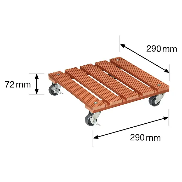 Gardol Pflanzenroller - 29 x 29 cm, WPC, Terracotta, Max. Belastung: 80 kg - Skizze