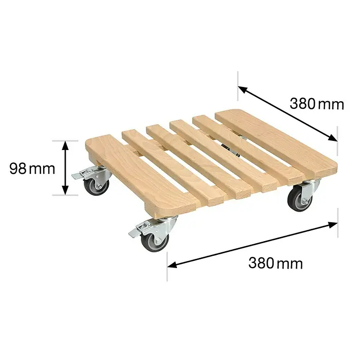 Gardol Podložak za biljke s kotačićima Classic Soft - Pravokutno, Bukva, Maksimalna nosivost: 200 kg - Skica