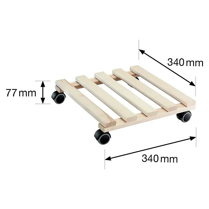 Gardol Pflanzenroller Paletti - 34 x 34 cm, Max. Belastung: 100 kg - Skizze