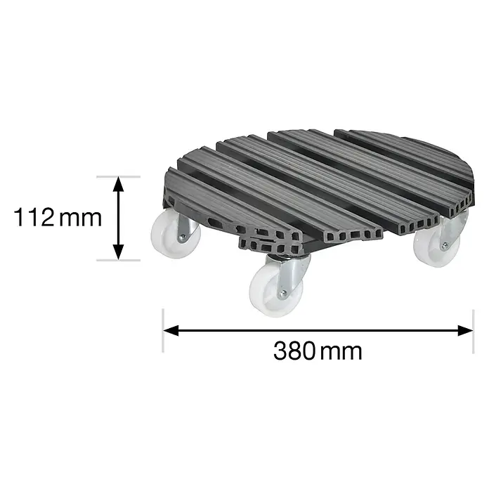 Gardol Pflanzenroller WPC - 38,5 cm, WPC, Anthrazit, Max. Belastung: 200 kg - Skizze