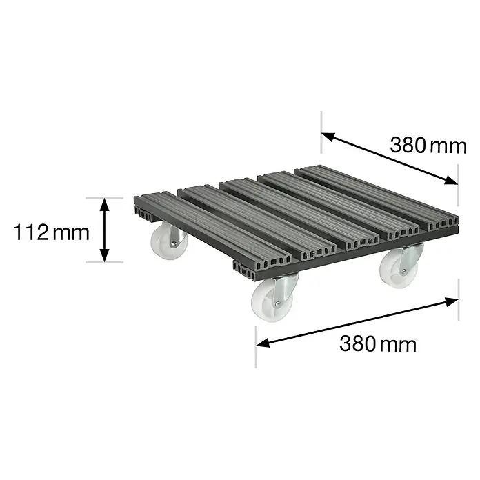 Gardol Podložak za biljke s kotačićima - 38,5 x 38,5 cm, Antracit, Maksimalna nosivost: 100 kg - Skica