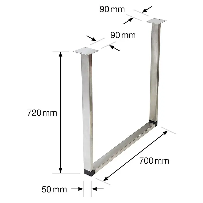 Wagner System Nosač i postolje stola - Š x V: 700 x 720 mm, Čelik, Kromirana, polirana, Srebrne boje - Skica
