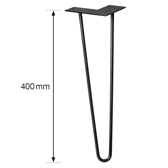 Wagner System Möbelfuß Hairpinlegs - Länge: 400 mm, Schwarz, Stahl - Skizze