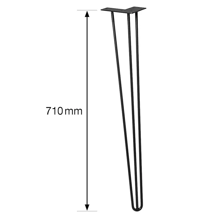 Wagner System Möbelfuß Hairpinlegs - Länge: 710 mm, Schwarz, Stahl - Skizze