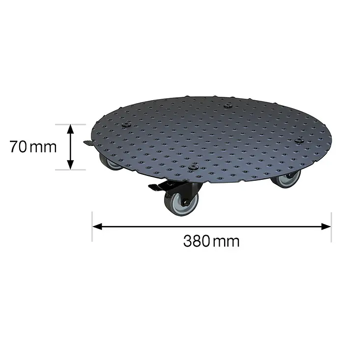 Gardol Pflanzenroller - Durchmesser: 38 cm, Aluminium, Schwarz, Max. Belastung: 150 kg - Skizze