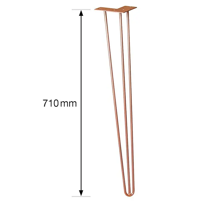 Wagner System Möbelfuß Hairpinlegs - Länge: 710 mm, Rosé Gold, Stahl - Skizze