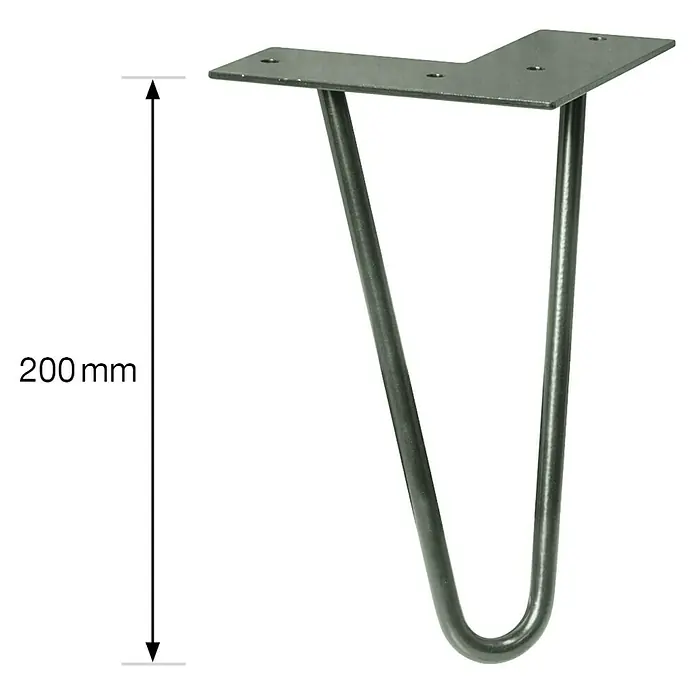 Wagner System Möbelfuß Hairpinlegs - Länge: 200 mm, Grau, Stahl - Skizze