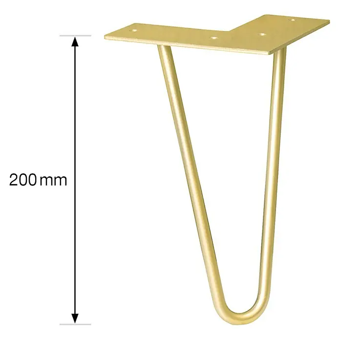 Wagner System Möbelfuß Hairpinlegs - Länge: 200 mm, Gold, Stahl - Skizze