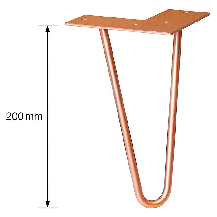 Wagner System Möbelfuß Hairpinlegs - Länge: 200 mm, Rosé Gold, Stahl - Skizze