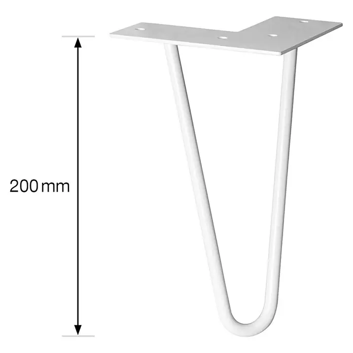 Wagner System Möbelfuß Hairpinlegs - Länge: 200 mm, Licht Grau, Stahl - Skizze