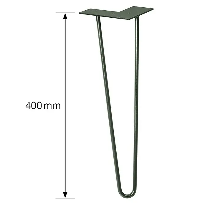 Wagner System Möbelfuß Hairpinlegs - Länge: 400 mm, Grau, Stahl - Skizze
