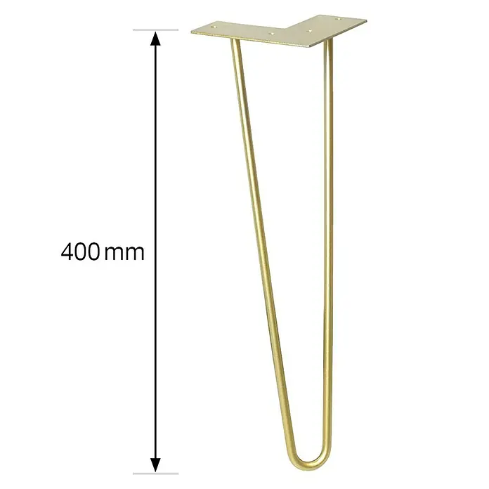 Wagner System Möbelfuß Hairpinlegs - Länge: 400 mm, Gold, Stahl - Skizze