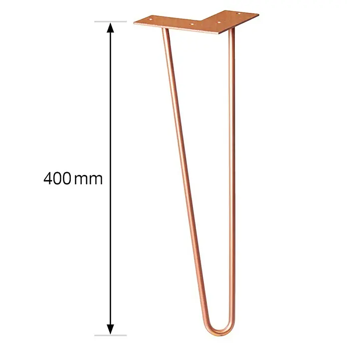 Wagner System Möbelfuß Hairpinlegs - Länge: 400 mm, Rosé Gold, Stahl - Skizze