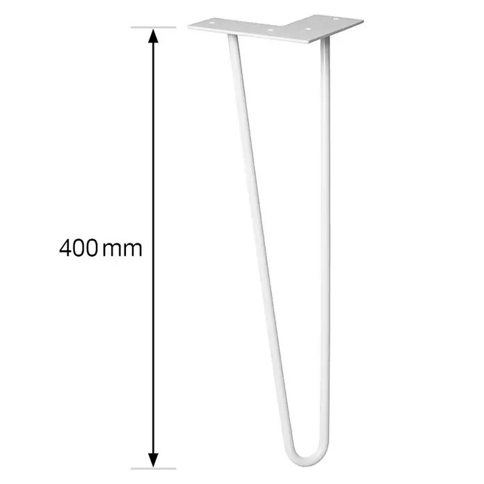 Wagner System Möbelfuß Hairpinlegs - Länge: 400 mm, Licht Grau, Stahl - Skizze