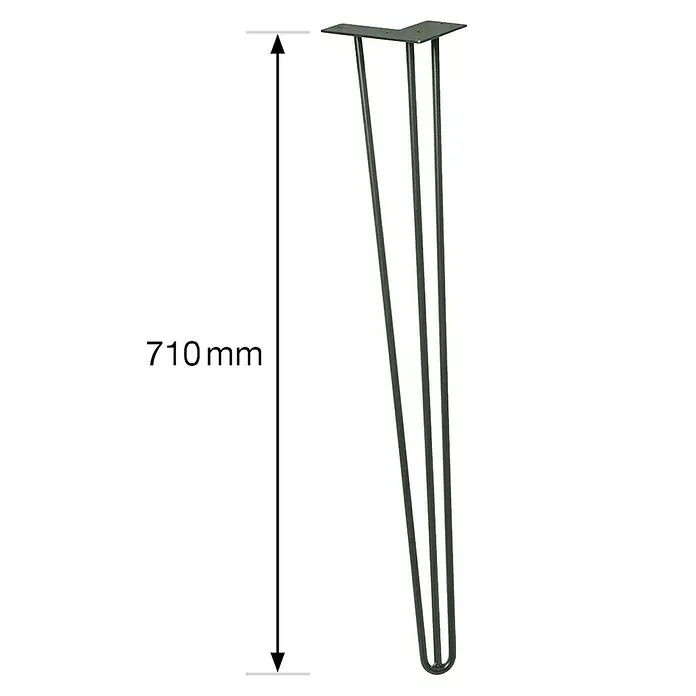 Wagner System Möbelfuß Hairpinlegs - Länge: 710 mm, Grau, Stahl - Skizze