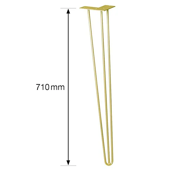 Wagner System Möbelfuß Hairpinlegs - Länge: 710 mm, Gold, Stahl - Skizze