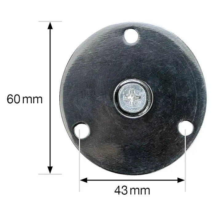 Wagner System Möbelfuß - Verstellbar: 100 -118 mm, Durchmesser: 38 mm, Stahl, Oberfläche: Edelstahl - Skizze