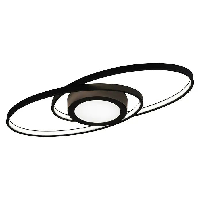 Trio Leuchten LED-Deckenleuchte Galaxy - 27 W, L x B x H: 23 x 57 x 4 cm, Weiß, Warmweiß - Diagonale Ansicht