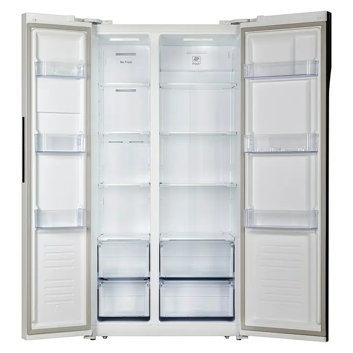 Respekta Kühl-Gefrierkombination AC178 A+ - Nutzinhalt Gesamt: 496 l, 63,6 x 91,1 x 178 cm, Edelstahl/Schwarz - Vorderansicht