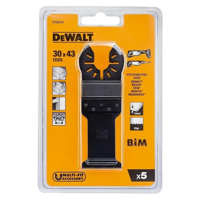 Dewalt Tauchsägeblatt-Set DT20723 - 5 Stk., Schnitttiefe: 43 mm - Vorderansicht