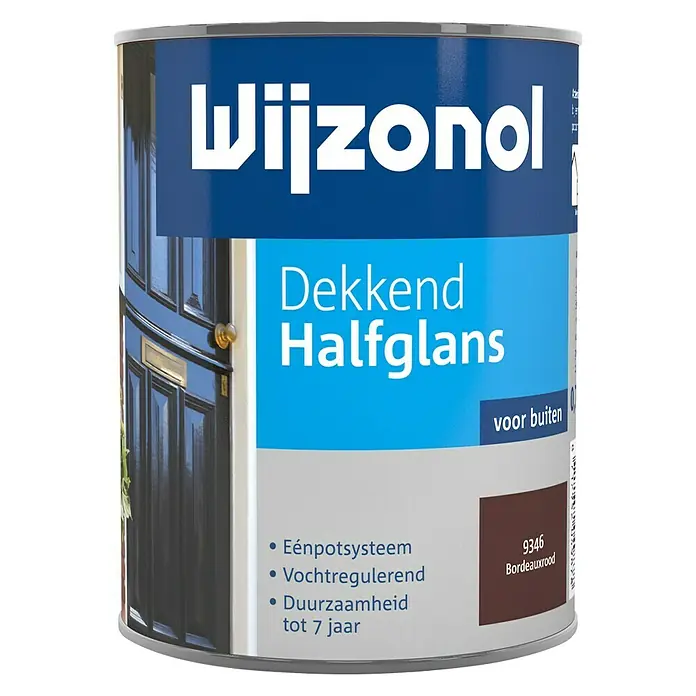 Wijzonol Kleurlak Dekkend Halfglans 9346 Bordeaux Rood - Bordeauxrood, Zijdeglans - Vooraanzicht