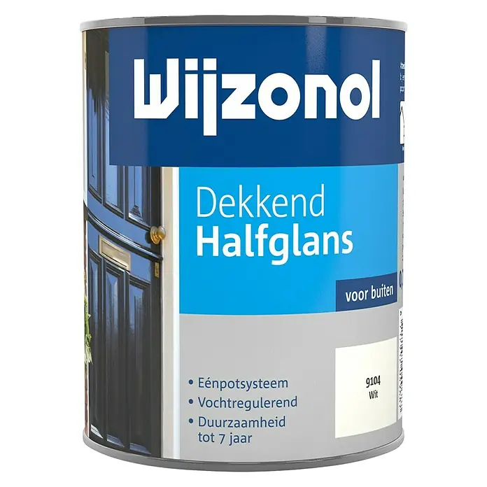 Wijzonol Kleurlak Dekkend Halfglans 9104 Wit - Wit, 750 ml, Zijdeglans - Vooraanzicht