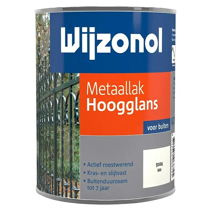Wijzonol Metaallak Hoogglans RAL 9104 Wit - Wit, 750 ml, Hoogglans - Vooraanzicht