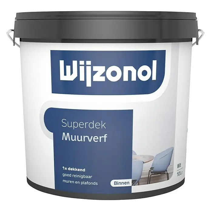 Wijzonol Muurverf Superdek - Zuiver wit, 10 l, Mat - Vooraanzicht
