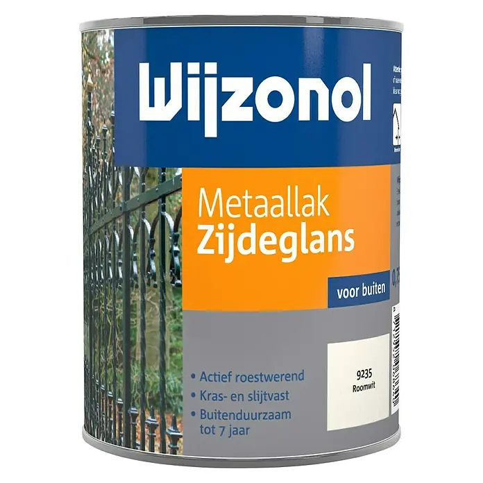 Wijzonol Metaallak Zijdeglans RAL 9235 Roomwit - Roomwit, 750 ml, Zijdeglans - Vooraanzicht