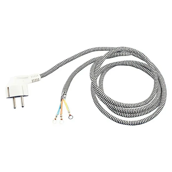 Electraline Alargo para plancha - Longitud del cable: 2 m, Blanco, Negro - Vista angular