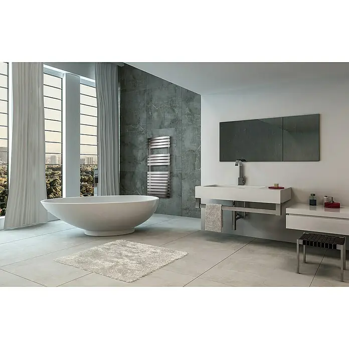 Cicsa Radiador toallero eléctrico Pukita - An x Al: 50 x 78,8 cm, Plateado, Toallero - Foto ambiente