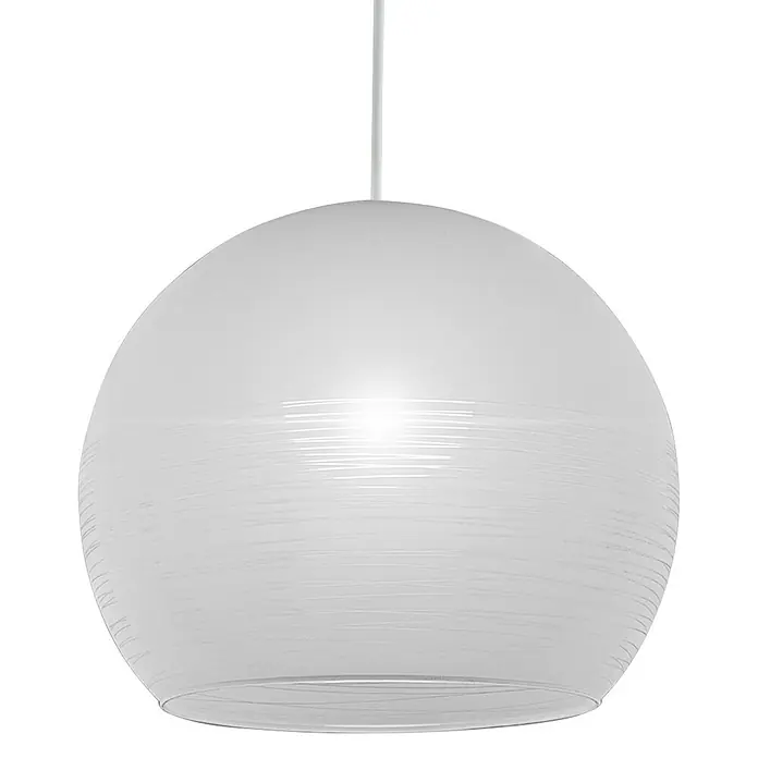 Lámpara colgante redonda Bola rayas - 20 W, Ø x Al: 300 mm x 30 cm, Blanco, E27 - Vista frontal