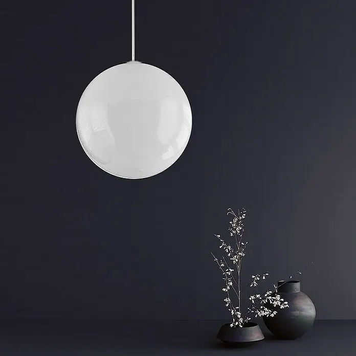 Lámpara colgante LED redonda bola Noel - 132 W, Ø x Al: 300 mm x 112 cm, Blanco, Blanco neutro - Foto ambiente