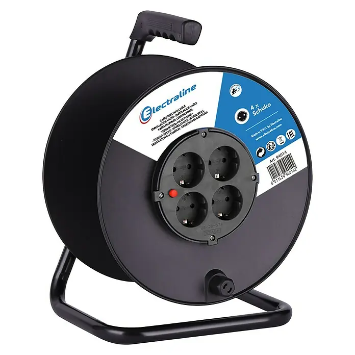 Electraline Enrollacables H05VV-F 3G1 - 50 m, IP20, Para interior, H05VV-F3G1,5 - Vista angular