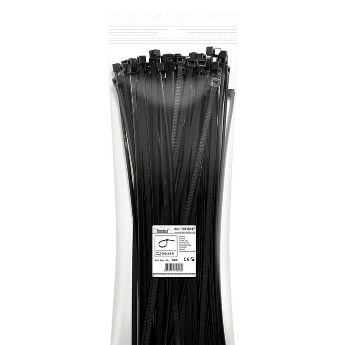 Elektro Material Vezice - Crne boje, 290 x 3,6 mm, 100 kom - Pogled sprijeda