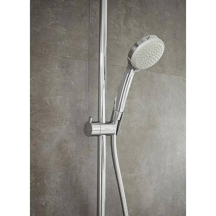 Hansgrohe Duschsystem Croma Showerpipe 160 - Mit Thermostatarmatur, Lochabstand: 93,2 cm, Anzahl Strahlarten: 4 Stk., Chrom, Höhe: 110,1 cm - Detailaufnahme