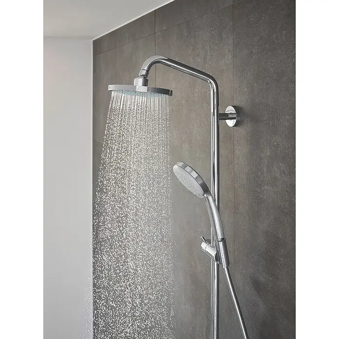 Hansgrohe Duschsystem Croma Showerpipe 160 - Mit Thermostatarmatur, Lochabstand: 93,2 cm, Anzahl Strahlarten: 4 Stk., Chrom, Höhe: 110,1 cm - Anwendungsbeispiel