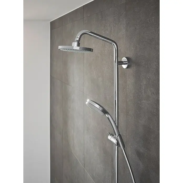 Hansgrohe Duschsystem Croma Showerpipe 160 - Mit Thermostatarmatur, Lochabstand: 93,2 cm, Anzahl Strahlarten: 4 Stk., Chrom, Höhe: 110,1 cm - Detailaufnahme