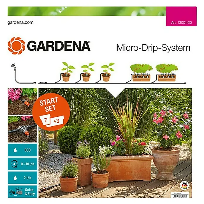 Gardena Micro-Drip Početni komplet za zalijevanje - Prikladno za: Do 7 posuda za cvijeće i 3 korita za biljke - Pogled sprijeda