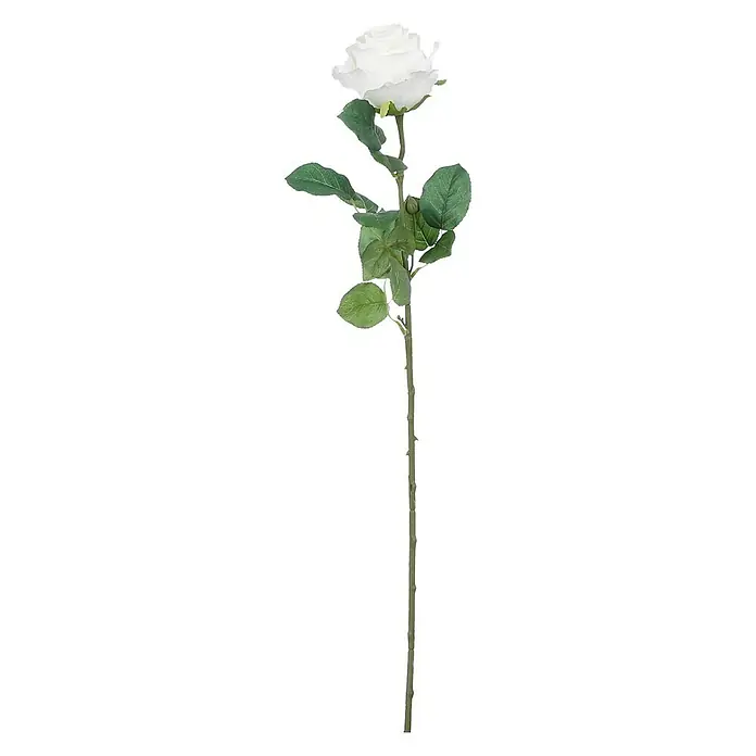 Flor artificial Rosa - Altura: 69 cm, Blanco, Plástico - Vista frontal