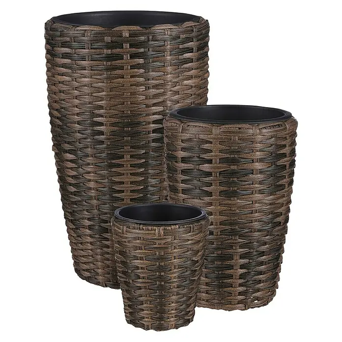 Maceta para planta Quin - Dimensiones externas (Ø x Al): 37 x 60 cm, Plástico, Marrón - Vista frontal