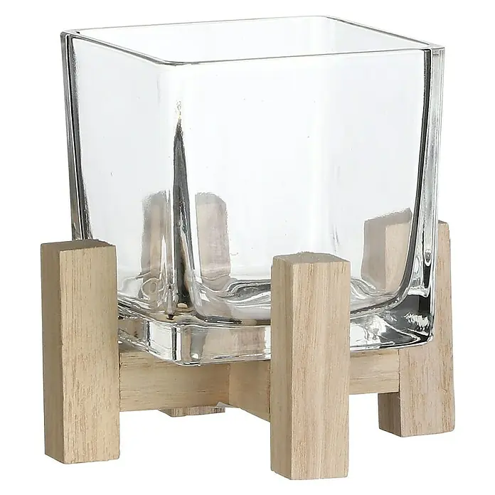 Cubremaceta cuadrado Belford - Transparente, L x An x Al: 14 x 14 x 13 cm - Vista angular