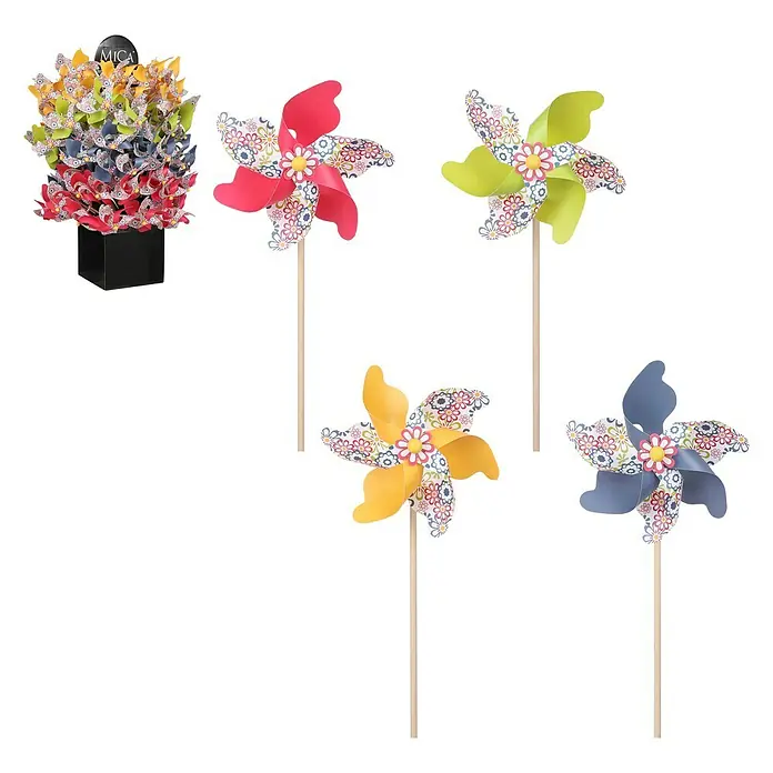 Artículos decorativos Molino de aire Flores - Colores surtidos, Plástico, 1 ud. - Vista frontal