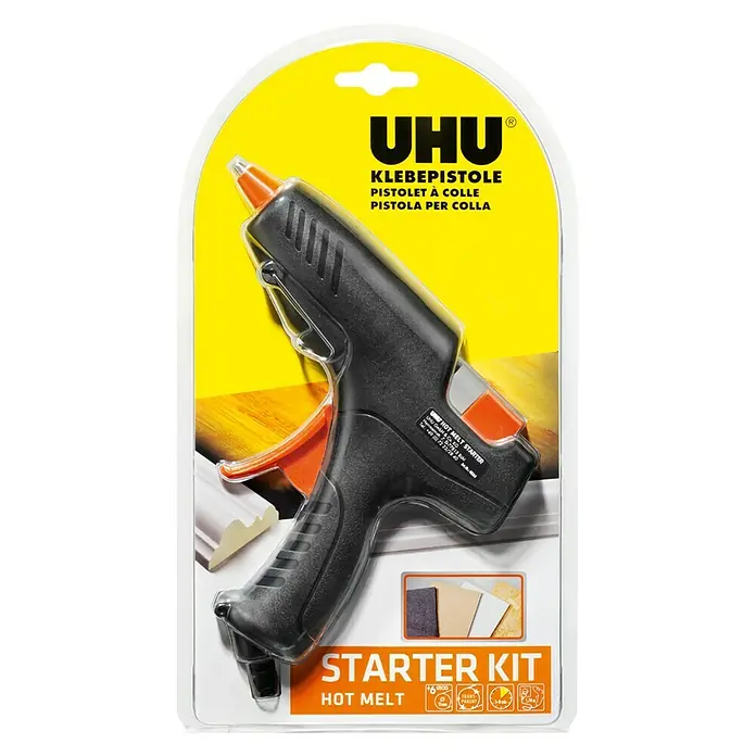 UHU Heißklebepistole Hot Melt Starterkit - Durchmesser Klebepatrone: 11 mm, 7 -tlg., 240 V - Ansicht von oben